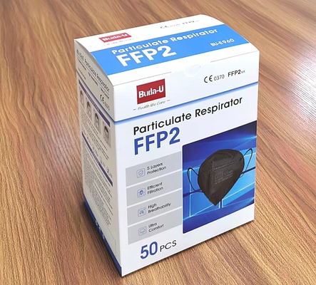 Zwart FFP2-Gezichtsmasker, Corpusculair het Ademhalingsapparaatmasker van FFP2, FFP2 met Ce-Certificatie niet Geweven Beschermend Masker