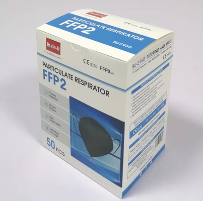 FFP2 beschermend Gezichtsmasker met Ce 0370, FFP2-Stofmasker met Goede Verpakkingsdoos, Zwarte Kleur, 50pcs/Doos