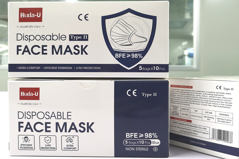 Astm-niveau 2 medisch wegwerp gezichtsmasker Hoge filtratiesnelheid Ce Eua En14683