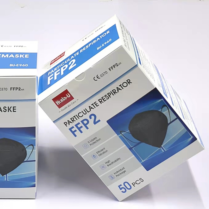 5 van het Beschikbare FFP2-Ademhalingsapparaatlagen Masker, Niet-geweven Gezichtsmasker, Ce Verklaard FFP2-Stofmasker, Zwarte het In reliëf maken Druk