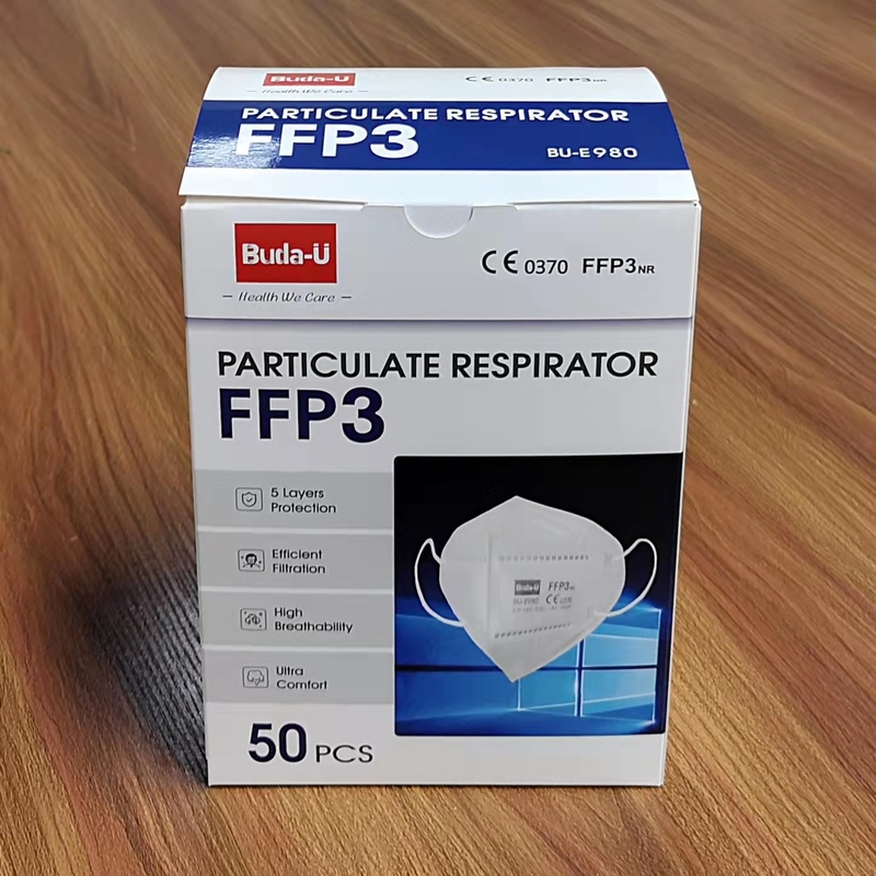 Het witte FFP3-Corpusculaire Ademhalingsapparaat van het Gezichtsmasker maskeert Geen Klep, In te ademen, Zachte en Comfortabele Earloops