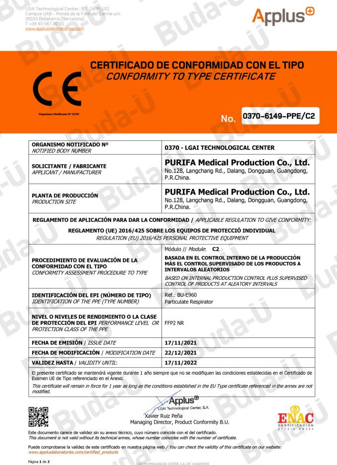 De Modulec2 Certificaat van Ce 0370 – 1of 2
