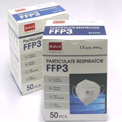 5 van het Witte FFP3-Stoflagen Masker, FFP3 die Half Masker zonder Klep filtreren