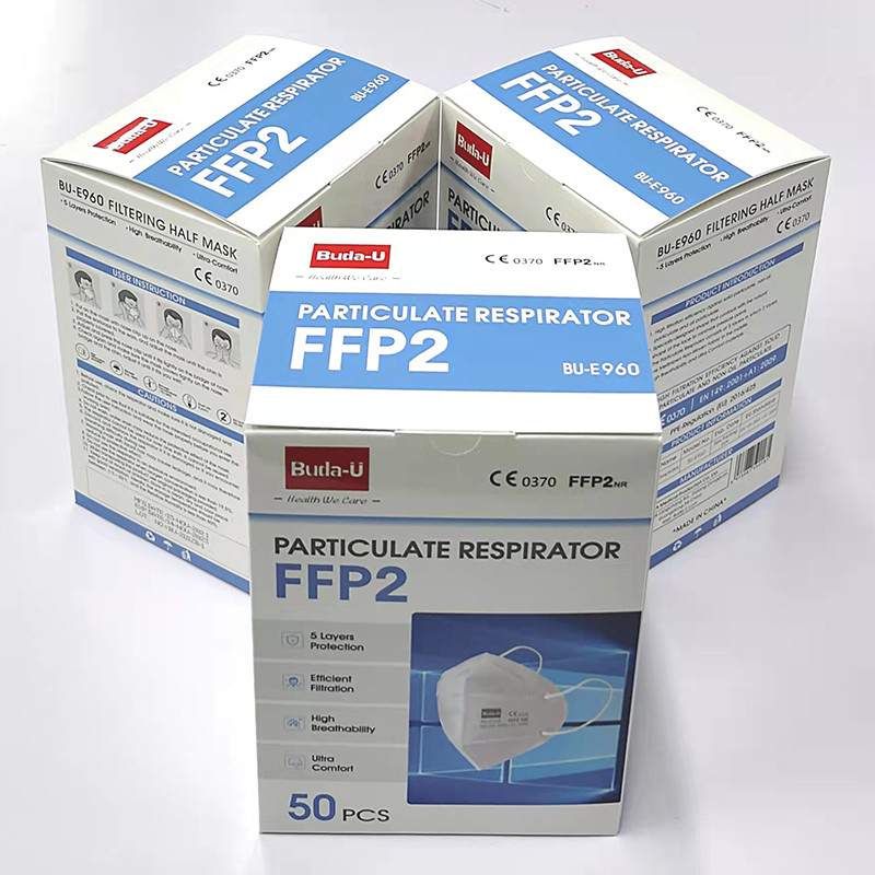 Het Ademhalingsapparaat van het het Gezichtsmasker van buda-u FFP2, CE0370 die, PPE- Verordening (de EU) 2016/425, Zwart-witte FFP2 Half Masker, FDA filtreren