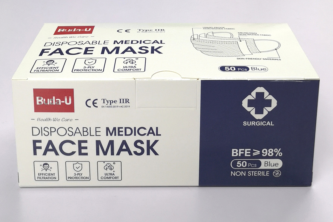 Buda-u Beschikbaar 3 Laagmasker, Masker van het het Ziekenhuis het Operationele Chirurgische Gezicht, Type IIR