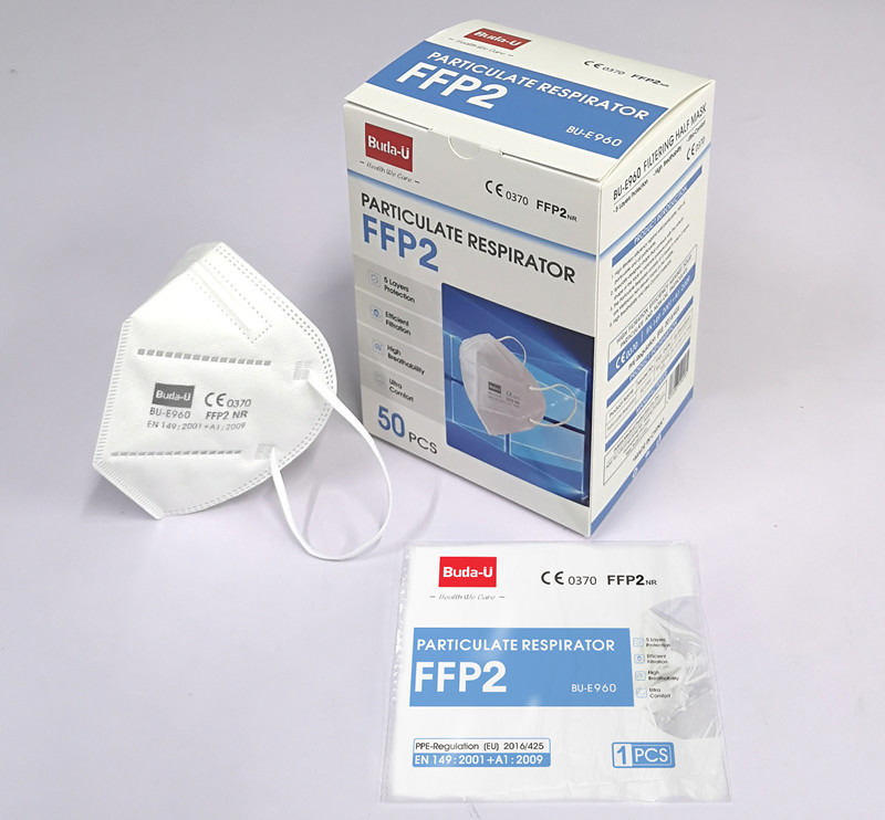 50pcs het witte Beschikbare Corpusculaire Ademhalingsapparaat van FFP2 voor Mannen en Vrouwen